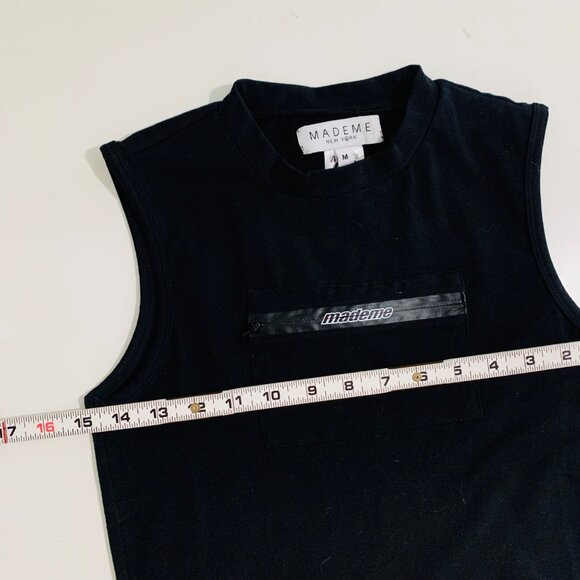 Mademe Black Sleeveless Tank Top W/ Zipper Pocket Front Detail Medium NWOT - Picture 4 of 9